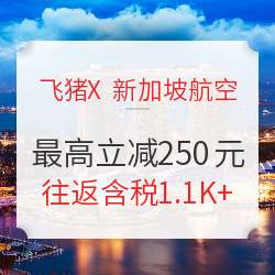 新航又有新低价啦!飞猪购票最高再减250元