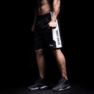 MSGD 运动短裤 男子健身宽松跑步篮球五分裤微孔透气抽绳训练裤 坚毅黑 M