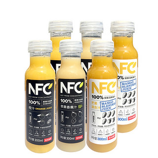 农夫山泉果汁NFC100%橙汁芒果汁苹果香蕉汁300ml*6瓶纯果蔬汁饮料