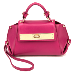 FERRAGAMO/菲拉格慕 迷你翻盖金属logo扣件设计牛皮女士单肩包