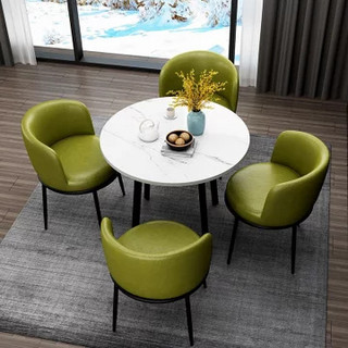 TIMI天米 现代餐桌椅组合仿大理石桌面(白色90餐桌 4把绿色PU椅)