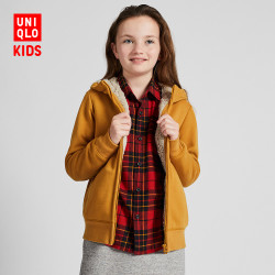 优衣库 0点：童装/男童/女童 仿羊羔绒连帽外套 422140 优衣库UNIQLO