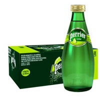 Perrier巴黎水进口青柠味含气天然矿泉水气泡水玻璃瓶330ml*24/箱 *3件