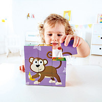 Hape三阶丛林动物9粒六面拼图2-6岁宝宝儿童玩具益智创意拼插积木拼图男孩女孩玩具