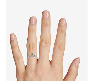 Blue Nile 14k白金 混合形状钻石皇冠时尚戒指（1/4克拉总重量）