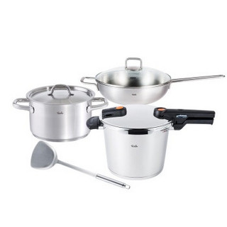 Fissler 菲仕乐 TZ00001024 原装进口压力锅高压锅橙点6升 不锈钢色