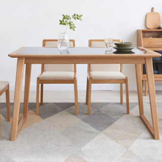 商品源氏木语 y18r01 玻璃面餐桌 1300*800*758mm