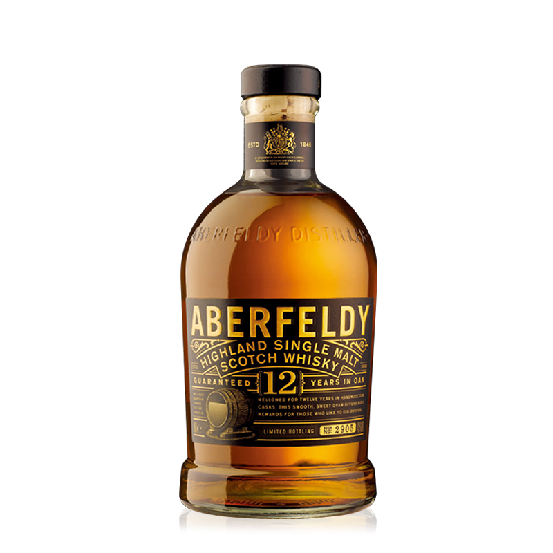 Aberfeldy 10年单一麦芽苏格兰威士忌 艾柏迪12年单一麦芽苏格兰威士忌 (700mL、40%Vol.)