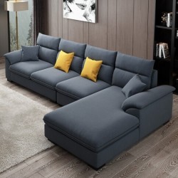 A家家具 现代简约布艺沙发组合 三人位+中位+右贵妃