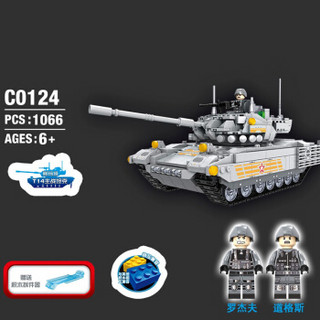WOMA 沃马 C0124 积木坦克车玩具拼插拼装儿童玩具 阿玛塔T14主战坦克（1066片）