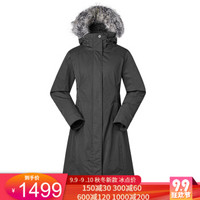 marmot/土拨鼠19秋冬新款女士鹅绒700蓬羽绒户外中长款毛领羽绒服 曜石黑001 XS 欧码偏大