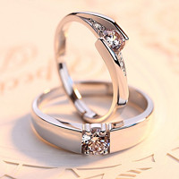 林夫人 情侣戒指一对纯银男女对戒活口结婚指环简约创意刻字    F0082