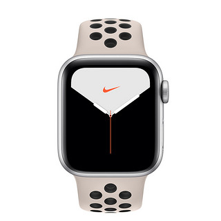 Apple 苹果 Watch Nike Series 5 智能手表 (44 mm、银色铝金属表壳、沙丘色配黑色Nike 运动表带、GPS + 蜂窝网络)