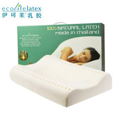 伊可莱ecolifelatex泰国进口乳胶枕头枕芯颈椎枕平滑高款PT3M