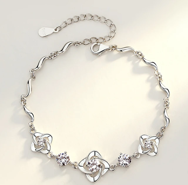 四叶草999足银手链女生日礼物成人实用走心高级感轻奢送女朋友女友闺蜜妈妈女士银手镯手饰脚链时尚饰品首饰奢饰品结婚纪念日礼物送老婆