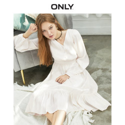 only2019秋季新款仙女气质白色雪纺连衣裙女119307621