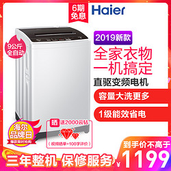 海尔（Haier）EB90BM029 9公斤 大容量 全自动家用波轮洗衣机 直驱变频 一键桶干燥