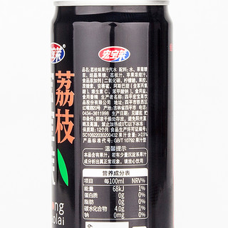 宏宝莱 黑罐荔枝12罐饮料果汁低糖网红小龙虾烧烤伴侣 (330ml、荔枝味)