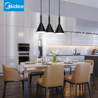 美的（Midea）led吊灯餐厅灯具北欧现代简约创意吧台三头吸顶餐吊灯饰 黑色