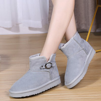 卡帝乐鳄鱼 CARTELO 雪地靴女鞋时尚休闲加绒棉韩版套脚保暖潮流皮毛带扣厚底 KDLYP8020 灰色 40