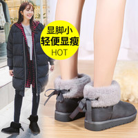 卡帝乐鳄鱼 CARTELO 雪地靴女时尚休闲加绒棉鞋韩版套脚保暖潮流 KDLJDXF6001 灰色 40