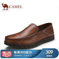 CAMEL 骆驼 柔软牛皮商务轻便休闲皮鞋男 A912211470 卡其 39