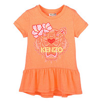 KENZO KIDS 高田贤三 奢侈品童装 女童橙色混纺短袖虎头连衣裙 KN30148 79 14A/14岁/164cm