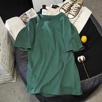 维迩旎 2019夏季新款女装新品胖mm大码装纯色短袖T恤女 zx2A041-362 绿色 M