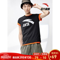 安踏 ANTA 95928149官方旗舰店2019夏季新品男装短袖针织衫T恤夏季运动短T A92203基础黑 3XL(男190)