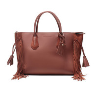 LONGCHAMP 珑骧 2019新品 女士Pénélope系列干邑色牛皮中号流苏手提包 1295 HLU 504