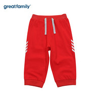 歌瑞家（greatfamily）童装裤子针织七分裤夏季新款儿童裤子男女童时尚休闲裤 红色90码