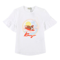 KENZO KIDS 高田贤三 奢侈品童装 女童白色混纺老虎印花T恤 KN10068 01 6A/6岁/116cm