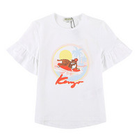 KENZO KIDS 高田贤三 奢侈品童装 女童白色混纺老虎印花T恤 KN10068 01 12A/12岁/152cm