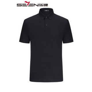 柒牌 SEVEN男装短袖T恤POLO衫男2019夏季新品青年纯色舒适polo短T116T58270 黑色 L/175