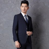 凯撒 KAISER 西服男套装商务休闲正装职业修身2019新款双开叉礼服两粒扣 藏青色(单西服) 44(170/88A)