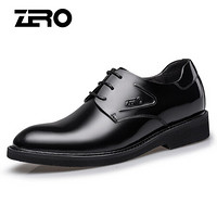 零度(ZERO)男士时尚休闲舒适头层牛皮商务经典增高正装婚鞋子 A83432 黑色 42