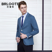 Brloote/巴鲁特 纯亚麻西服男薄款修身商务休闲西装便西2019春秋装 蓝色 180/100A