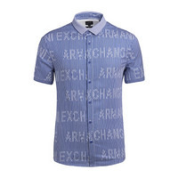ARMANI EXCHANGE阿玛尼奢侈品新款男士字母条纹数码风POLO领衬衫 3GZC35-ZNEAZ BLUEWHITE-6538 L