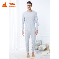Topnew/铜牛男士内衣 纯棉圆领秋衣秋裤保暖内衣套装男秋冬NN025 10花灰 175/100
