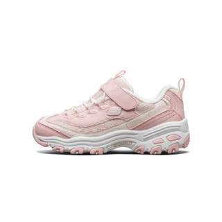 斯凯奇(Skechers)舒适透气儿童运动鞋 时尚魔术贴休闲熊猫鞋 664094L 浅粉色