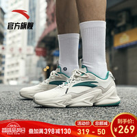 安踏 ANTA 11928809官方旗舰男女鞋情侣时尚新款网面透气老爹鞋复古防滑休闲跑鞋 象牙白10.5(男44.5)