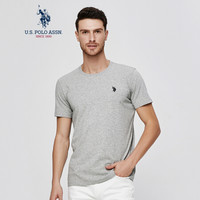 美国马球协会 U.S. POLO ASSN. T恤男短袖男士上衣套头男装圆领打底衫时尚潮牌衣服夏款商务休闲汗衫5192102001 浅灰色 L