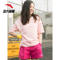 安踏 ANTA 96929758官方旗舰店女装短袖T恤夏季新款宽松休闲短袖潮流T可口可乐联名款 锦葵粉-3 M(女165)