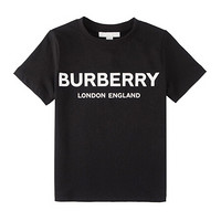 BURBERRY 巴宝莉/博柏利 奢侈品童装 男童黑色棉质徽标印花T恤 80088811 6Y/6岁/120cm