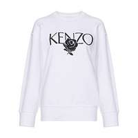 KENZO 高田贤三 女士白色LOGO图案棉质圆领长袖卫衣运动衫 F95 2SW779 952 01 S码