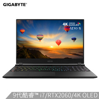 GIGABYTE 技嘉 技嘉 - AERO NewAero15-WA 15.6英寸 笔记本电脑 黑色 i7-9750H 16G 512GB SSD RTX2060