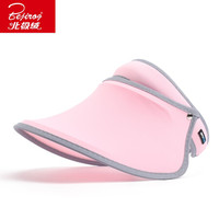 北极绒遮阳帽子女夏天大帽檐防晒空顶太阳帽户外骑行沙滩双面防晒帽02606 粉色