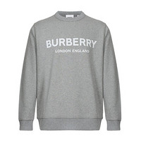 BURBERRY 巴宝莉 男款浅麻灰徽标印花棉质圆领长袖卫衣运动衫 80095051 M码