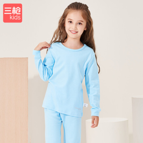 商品三枪童装 threegun kids 舒肤软棉女童儿童圆领长袖内衣套装 2924