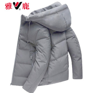 雅鹿棉服男2019新款休闲连帽短款棉衣男士百搭保暖冬装棉袄外套820 灰色(常规款) L